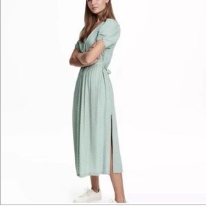 H&M Midi Dress Mint Green Polka Dot 6 - cottagecore dress